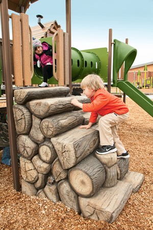 Log Stack Climber w/Wood-Grain Handholds